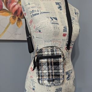 Vera Bradley Plaid Crossbody Bag with Black Strap
